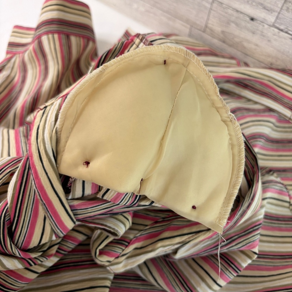 Allison Daley Button Down Shirt Women 22W Pink Striped 3/4 Sleeve Shoulder Pads - Picture 8 of 9